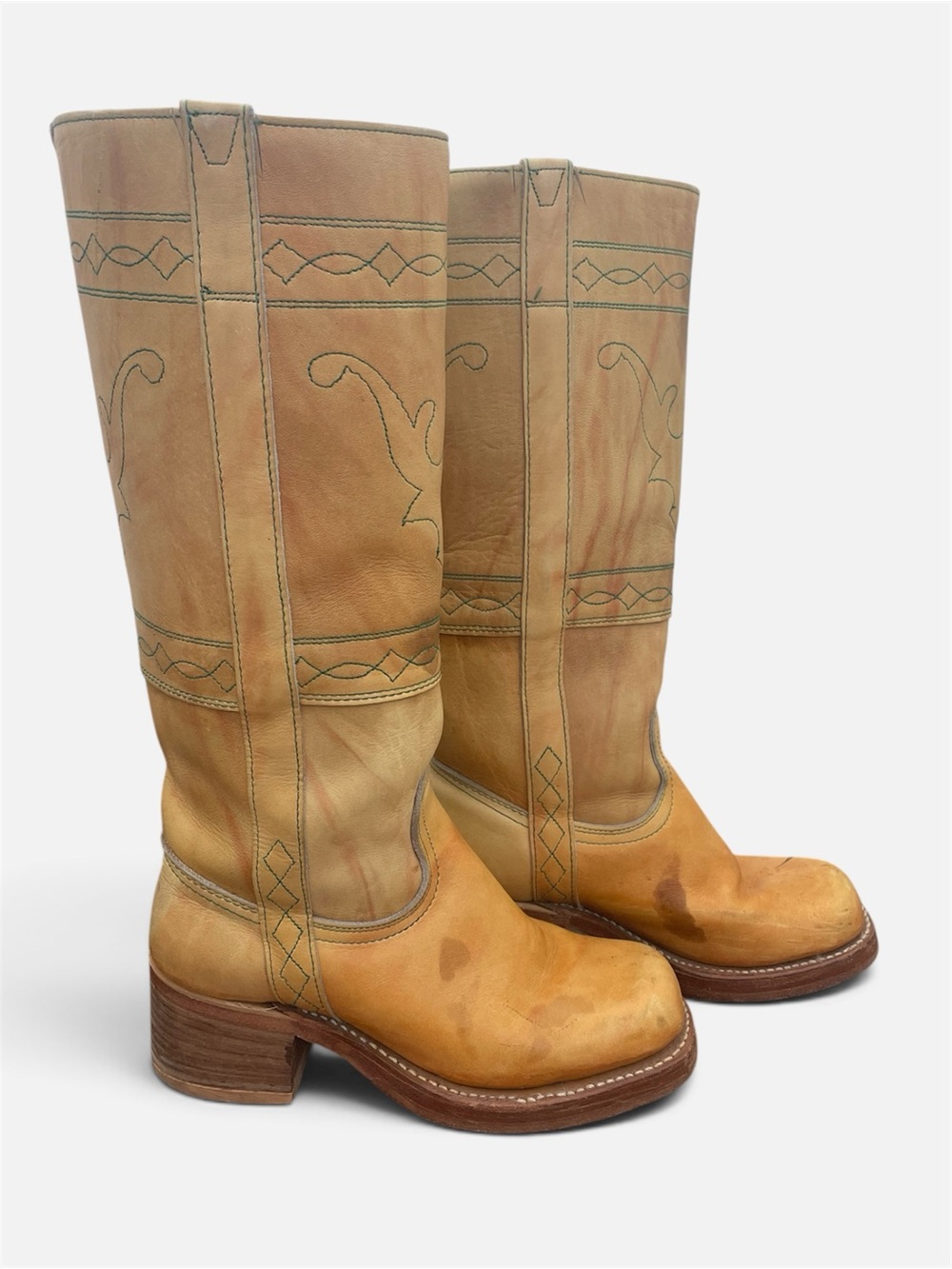 Vintage Made in Canada Banana Leather Campus Frye-Style Western Boots